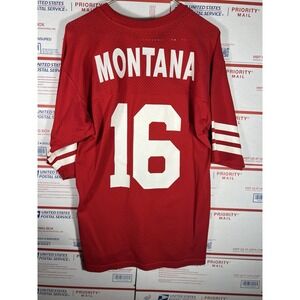 VTG 80s San Francisco 49ers #16 (Joe Montana) Champion Football Jersey L Retro